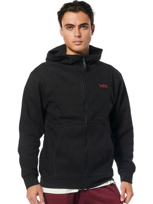 Body Action Ανδρική Ζακέτα Fleece με Κουκούλα και Φερμουάρ Μαύρη 073218-01