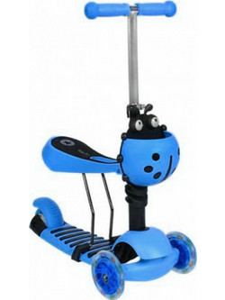 Glider Scooter II 5 in 1 Αναδιπλούμενο Παιδικό Πατίνι Τρίτροχο με Κάθισμα & Φωτάκια Μπλε