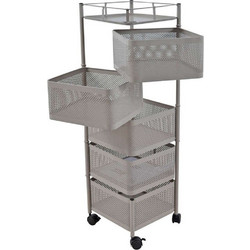 Ankor 824175 Τρόλεϊ Μεταλλικό 5 Θέσεων Γκρι 28x28x93cm