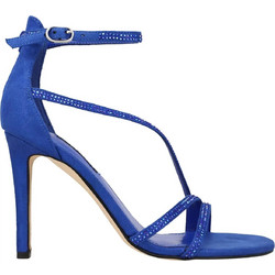 Nine West IRELYNN2 Γυναικεία Πέδιλα Suede Royal Blue με Λεπτό Ψηλό Τακούνι και Στρας