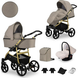 Kunert Mata Καρότσι Μωρού 3 σε 1 Mocca Golden Frame