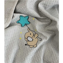 Astron Italy Elephant Κουβέρτα Αγκαλιάς Πικέ 80x110 Γκρι
