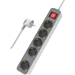 POWERTECH πολύπριζο ασφαλείας PT-1057, 5x schuko, 16A, 1.4m, λευκό