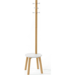 Umbra Καλόγερος/Σκαμπό Ξύλινος Natural/Λευκός Pillar 49,9x49,9x167