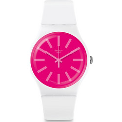 Swatch Strawbeon Γυναικείο Ρολόι με Λευκό Καουτσούκ Λουράκι SUOW162