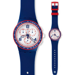 Swatch Γυναικείο Ρολόι Χρονογράφος με Μπλε Καουτσούκ Λουράκι SUSZ100