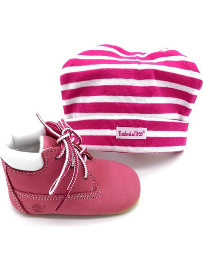 Timberland Crib Bootie With Hat Βρεφικά Μποτάκια Αγκαλιάς Φούξια TB09680R661