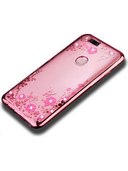 Θήκη Huawei Honor 9 Lite Σιλικόνης με Στρας Forcell Strass TPU Case Diamond Garden -Rose Gold