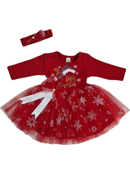 Χριστουγεννιάτικο Φόρεμα & Κορδέλα Q1457 - ΚΟΚΚΙΝΟ