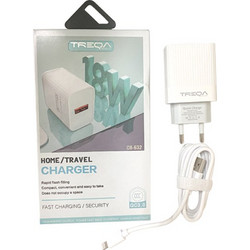 Treqa Φορτιστής με Καλώδιο Lightning με Θύρα USB-A 18W Quick Charge 3.0 White CS-632