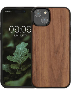 KWmobile Σκληρή Ξύλινη Θήκη με TPU Bumper - Apple iPhone 15 Plus - Walnut / Dark Brown (62008.18)