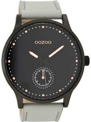 Oozoo Timepieces Ανδρικό Ρολόι Χρονογράφος με Γκρι Δερμάτινο Λουράκι C9006