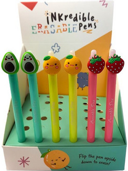 Erasable Pen with Fruit Topper-1 τεμάχιο-Στυλό που σβήνει