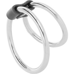 Darkness Dreamlove Double Cock Ring Δαχτυλίδι Πέους & Όρχεων Μεταλλικό 3.2cm Ασημί