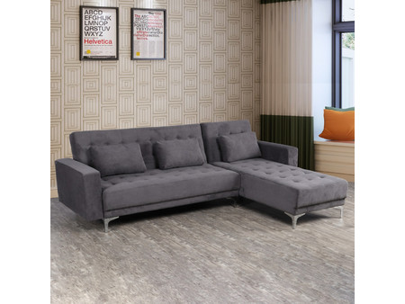 HomeMarkt Eliza Γωνιακός Καναπές Αναστρέψιμη Γωνία Γκρι 244x162x84cm HM3145.02