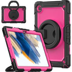 For Samsung Galaxy Galaxy Tab A8 Bracelet Holder Silicone + PC Tablet Case(Rose Red)