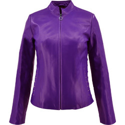 Leather 100 Γυναικείο Μπουφάν Χειμωνιάτικο Κοντό Μωβ 07-W-HARI