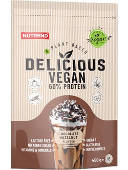 Nutrend Delicious Vegan 60% Chocolate Hazelnut Φυτική Πρωτεΐνη Γράμμωσης Χωρίς Λακτόζη & Γλουτένη 450gr