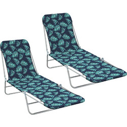 vidaXL Set Ξαπλώστρες Πτυσσόμενες Σχέδιο Φύλλων 310346