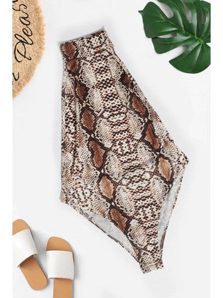 Snakeskin Halterneck Bodysuit