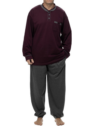 Ανδρική πυτζάμα φούτερ με πατιλέτα Plus Size (3XL-4XL)ΠΛΦ291 Μπορντώ