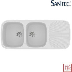 Sanitec Classic 300 Επικαθήμενος Νεροχύτης Γρανίτη Αντιστρεφόμενος Ματ White 116x50cm