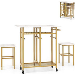 Costway Τραπεζαρία Επεκτεινόμενη Σετ 3τμχ 74x80x74cm JV11230WH ref10268453