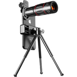 Techsuit - Phone Camera Lens Kit (W28) - 28xZoom, HD Lanthanide Glass with Tripod, Connection + E-Clip and Bag - Black