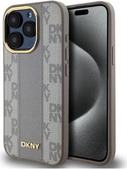 Θήκη κινητού DKNY PU Leather Checkered Pattern Magsafe for iPhone 15 Pro Max Beige
