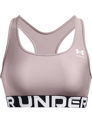 Under Armour HeatGear Mid Branded Sports Αθλητικό Μπουστάκι με Μέτρια Στήριξη & Ελαφριά Ενίσχυση Λιλά 1383544-015