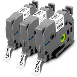 Pristar Laminated White Label Tapes P-Touch Compatible with Brother E110 TZe-231 TZe231 TZ-231 TZe 12 mm 0.47 (3 Pack)