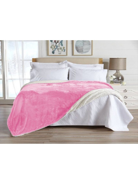 Κουβέρτα Υπέρδιπλη Βελουτέ Με Sherpa Cozy Soft Γαρύφαλλο 220x240 - Ροζ