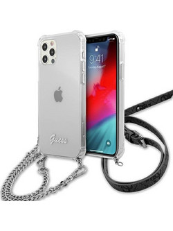 Guess Hardcase Back Cover Silver Chain Transparent (iPhone 12 / 12 Pro)
