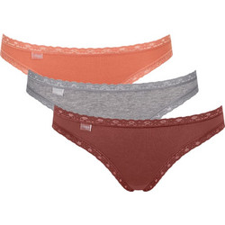 Sloggi Βαμβακερά Γυναικεία Slip με Δαντέλα 3Pack 10197969-V011