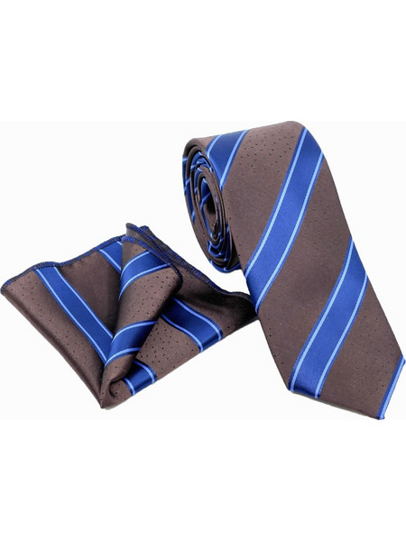 Legend - L-050-205 - Cigar Blue Stripes - Γραβάτα - brown