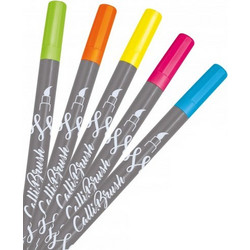 5 ONLINE CalliBrush Double Neon BrushPens farbsortiert (19078)