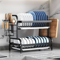 Wallex DryRack - Μεταλλική Διώροφη Πιατοθήκη & Στεγνωτήρας Νεροχύτη για 17 Πιάτα και 18 Μπολ | Μαύρο