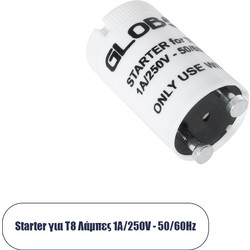 Globostar(R) 99099 starter για λάμπες led τύπου φθορισμού t8 g13 θερμοπλαστικό max 1a ac 250v ip20 φ2 x μ3.8cm