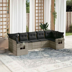 vidaXL Σετ Σαλόνι Κήπου Rattan 7τμχ Ανοιχτό Γκρι 3252929