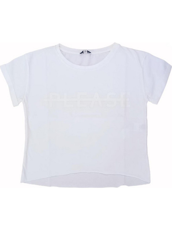 Please Παιδικό Crop Top Κοντομάνικο Λευκό MBC2030G31