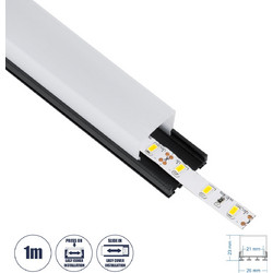 SURFACEPENDANT-PROFILE 70849-1M Προφίλ Αλουμινίου - Βάση & Ψύκτρα Ταινίας LED με Λευκό Γαλακτερό Κάλυμμα - Επιφανειακή & Κρεμαστή Χρήση - Πατητό Κάλυμμα - Μαύρο - 1 Μέτρο - Μ100 x Π2.6 x Υ2.3cm