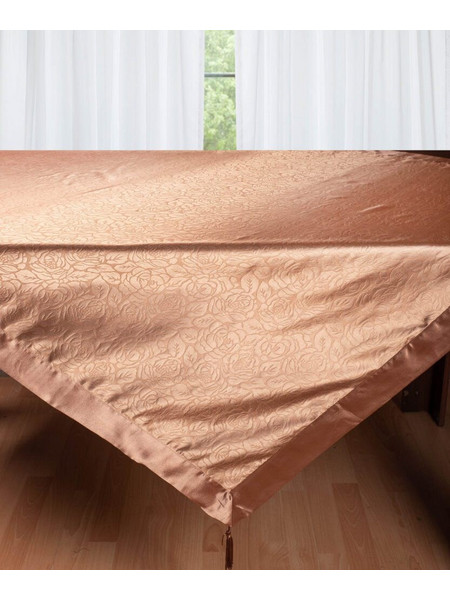 Σατέν τραπεζομάντηλο 2009 λουλούδι (160cm x 260cm) καφέ Silk Fashion