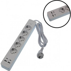 Πολύμπριζο 5 Θέσεων με Διακόπτη 2 θύρες USB 2 θύρες TYPE-C με καλώδιο 2μ. OG2205