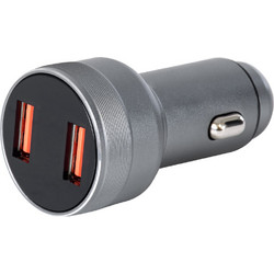 GloboStar(R) 85435 Φορτιστής Αναπτήρα Αυτοκινήτου Γρήγορης Φόρτισης PD 36W 6A με 2 Θύρες USB Ασημί Νίκελ