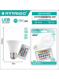 Arrango Λάμπα LED για Ντουί E27 και Σχήμα A70 RGB AP76534