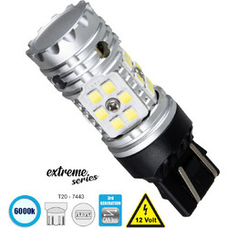 GloboStar(R) 81151 Λάμπα Αυτοκίνητου T20 - 7443 - W21/5W 3rd Generation Can-Bus Extreme Series LED 30 SMD 3030 24W 3600lm 360 DC 12V IP20 Ψυχρό Λευκό 6000K