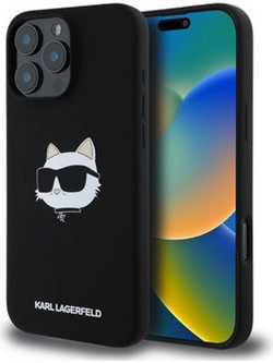 Karl Lagerfeld Choupette Head Θήκη Σιλικόνης για iPhone 16 Pro Μαύρο