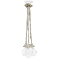Heronia Lighting Mac-3/L TS Rope Κρεμαστό Φωτιστικό Οροφής με Σχοινί Τρίφωτο Λευκό 31-1076