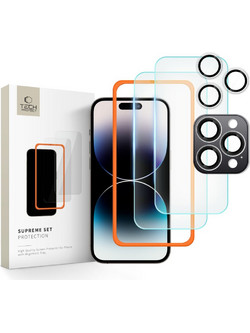 Tech-Protect Supreme Set Tempered Glass for iPhone 16 Pro Max - Transparent (3 pcs.)
