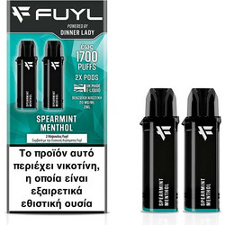 Dinner Lady Spearmint Menthol Fuyl Disposable Prefilled Pods 20mg 850 Puffs (Μέντα & Μενθόλη) (2 τεμ.)